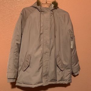 NWT Faux Fun Hood Utility Jacket